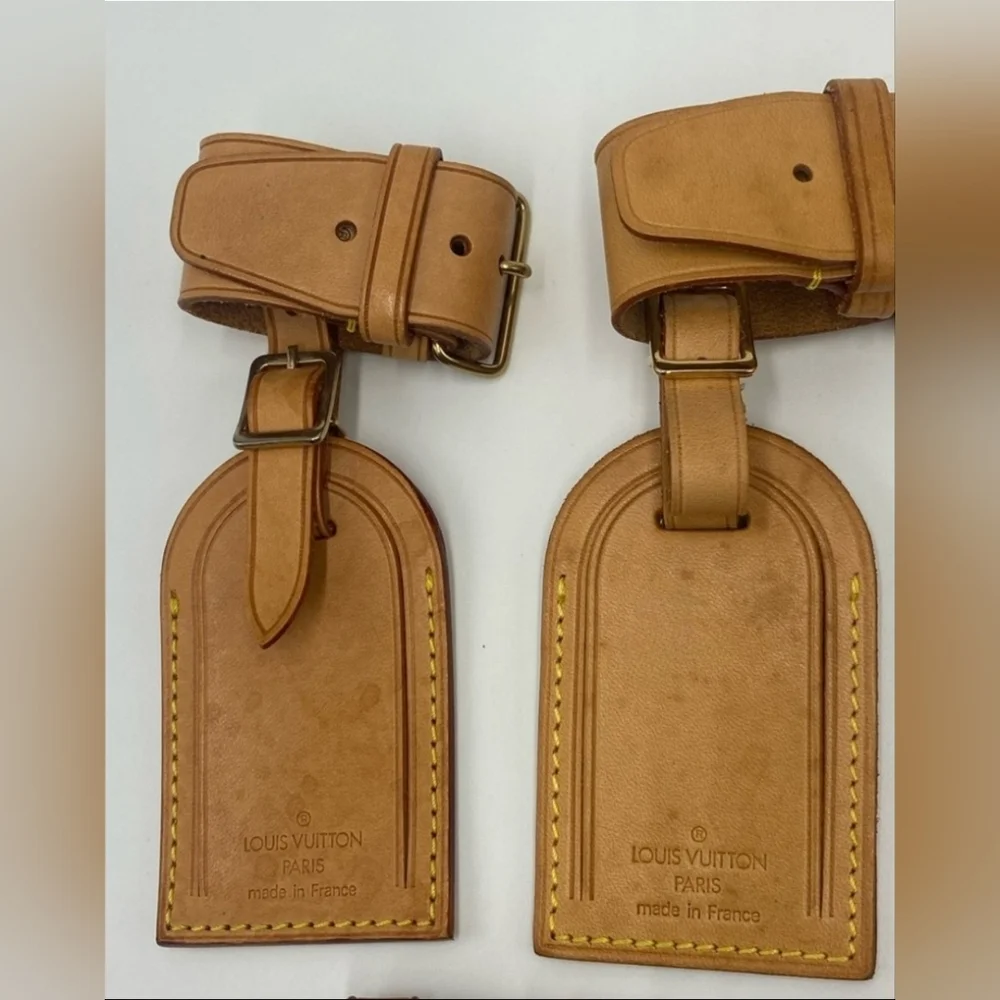 Lots Of Louis Vuitton Tan Leather Luggage Tags with Poignants 20 pcs Total OBO